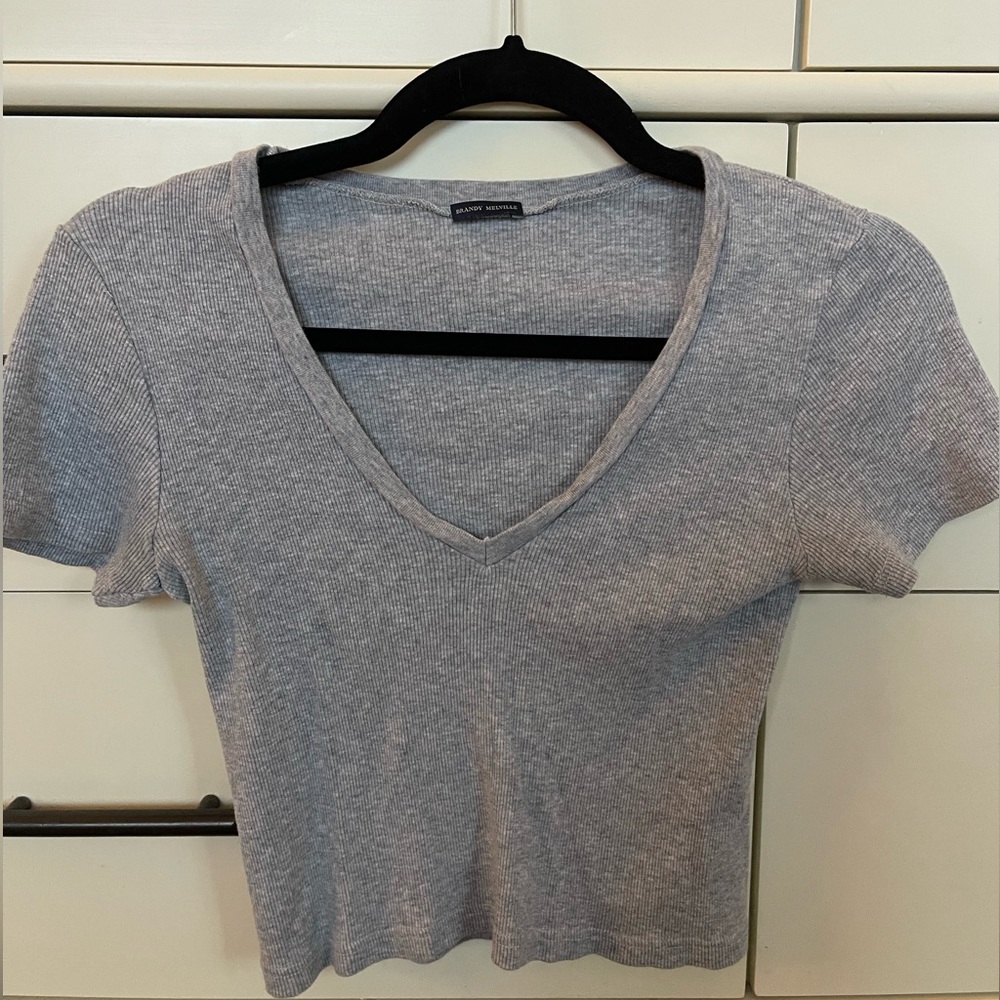 Light grey Brandy Melville V-neck crop top